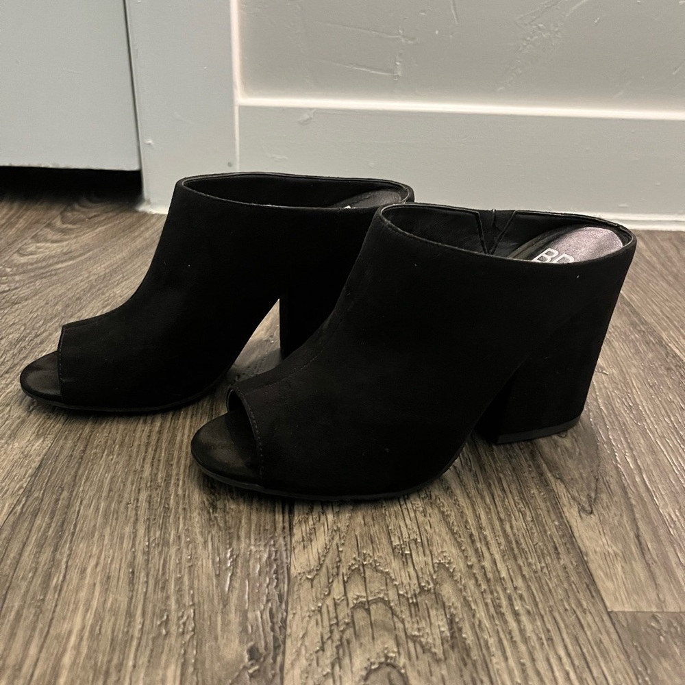 BP Size 6 Black Suede-like Slip-On bootie mules